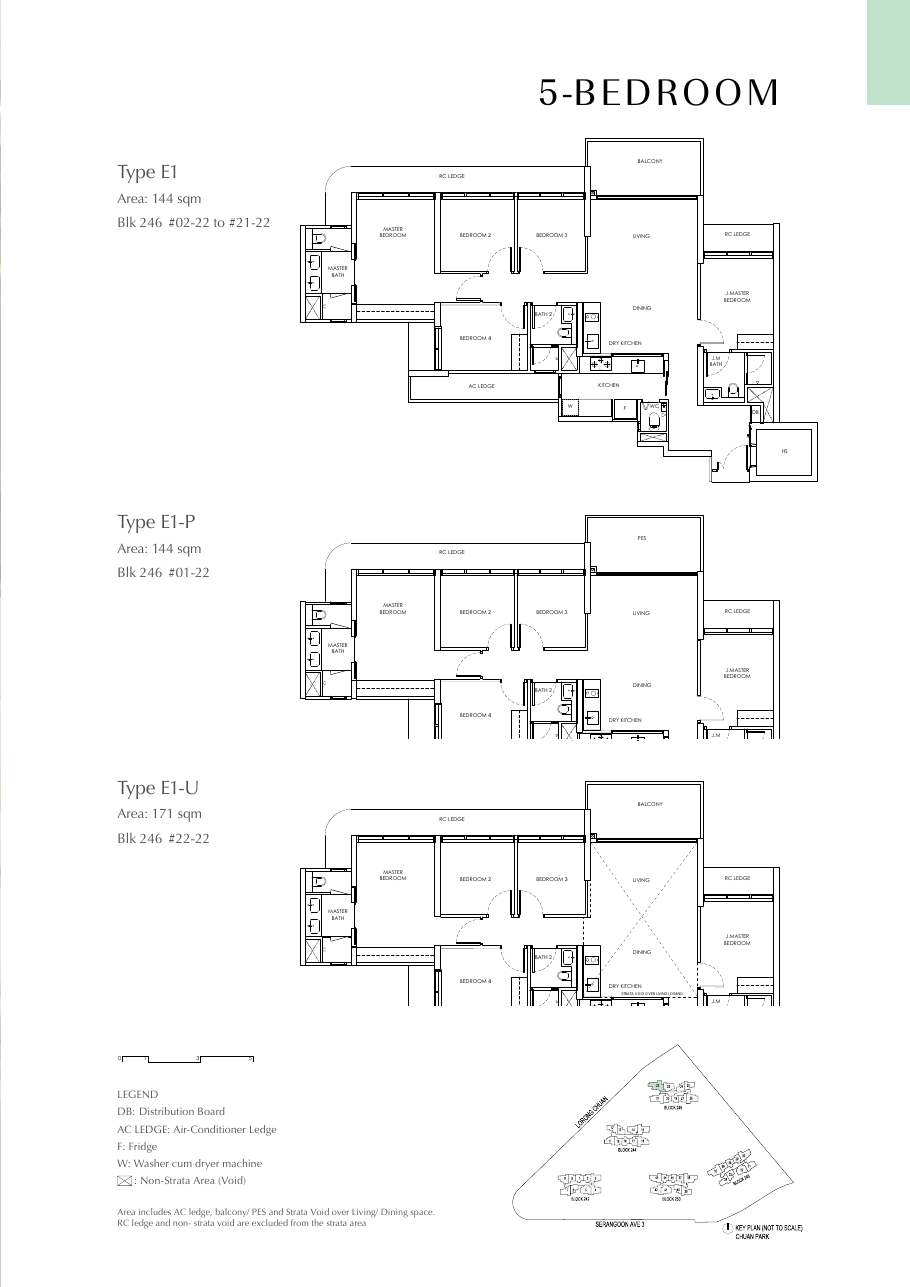5 Bedroom Type E1 floor plans