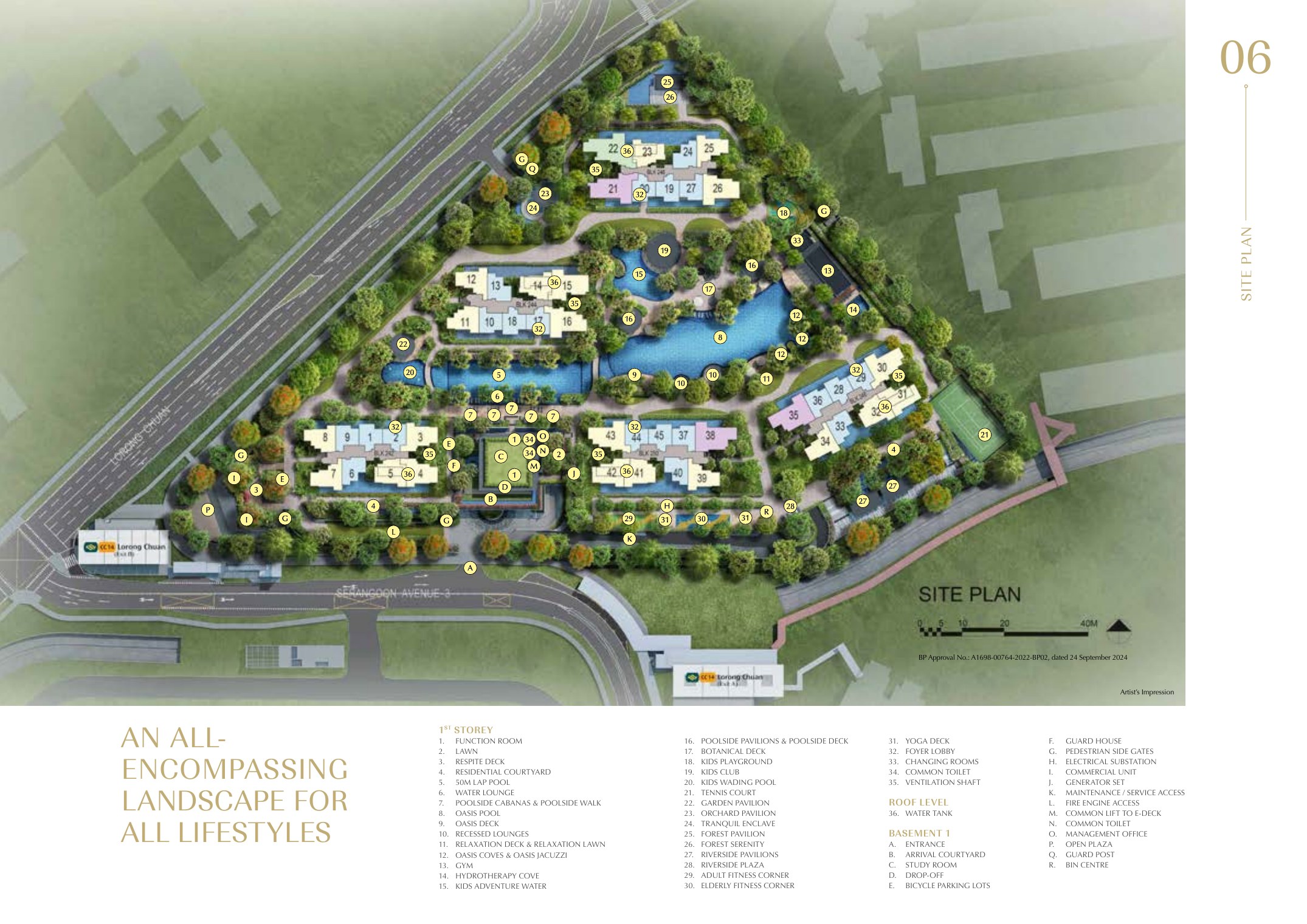 Site plan with facility legend